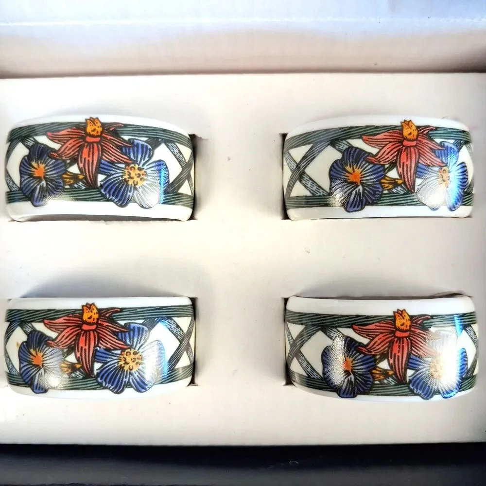 Dansk Nordic Garden Napkin Rings, Set of 4 in Original Box